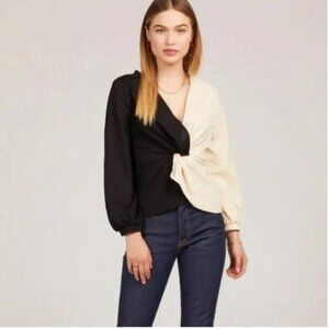 Callahan Knitwear Twist Front Top Colorblock Neutral Minimalist